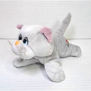 Vintage Pound Purries Kitty Cat Kitten Plush White Gray Stripe Tonka Stuffed Toy
